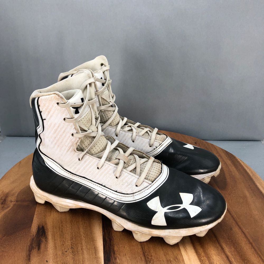 Under Armour‎ Mens 9 Highlight Football Cleats Black White High Top Lace Up